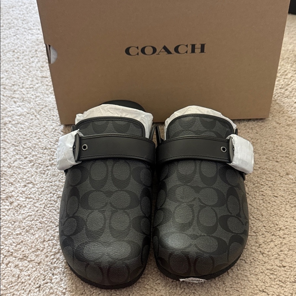 COACH Men’s Black Signature Clog Shoes